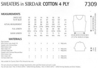 Knitting Pattern - Sirdar 7309 - Cotton 4 Ply - Sweaters